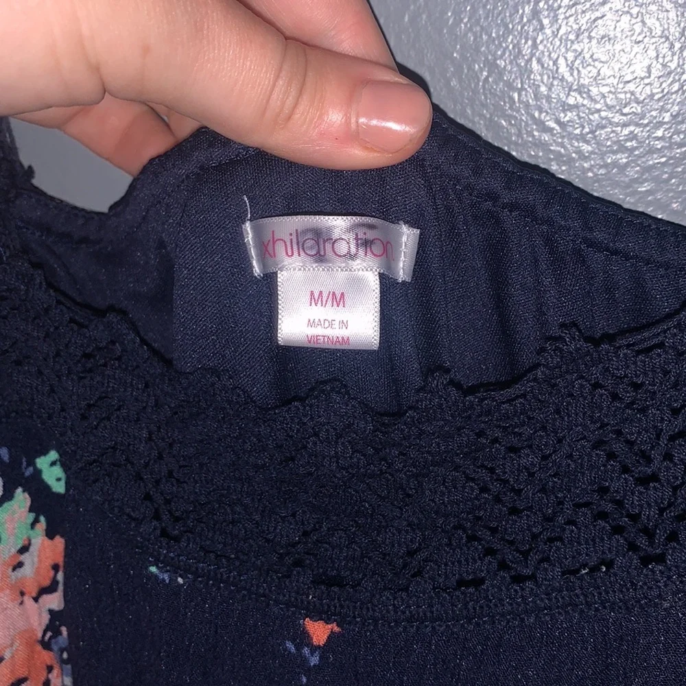 Xhilaration brand long flowing flowery top. A cold off shoulder blouse. - Picture 3 of 3